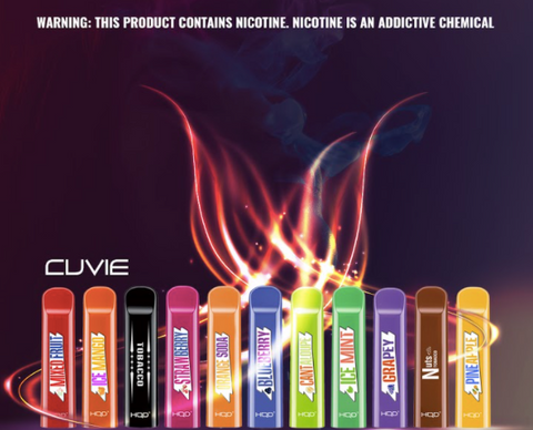 List of several cuvie flavors with images and design